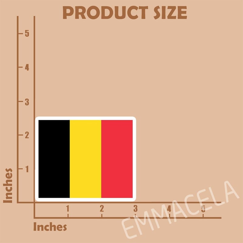 EMMACELA (3PCS) Belgium Flag stickers, Countries Flag Stickers - Waterproof Vinyl Decals For Laptops, Tumblers, Water Bottles, Books, Scrapbooks, Size 3 x 2.5 - Image 2